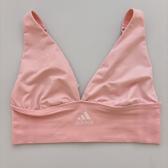 Adidas Women's Small Light Pink Longline Plunge Light Support Sports Bra NWT - Picture 7 of 9